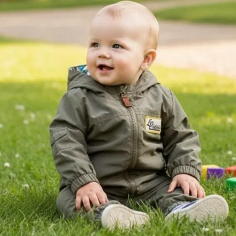 LP Apparel Khaki Hooded Windbreaker Jacket 12-24 Months
